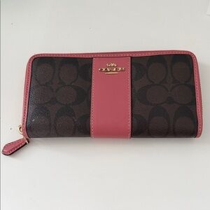 Coach Signature Brown and Pink Wallet